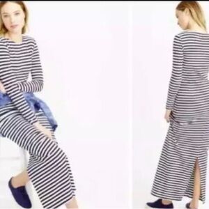 J. Crew Black and White Striped Maxi Dress